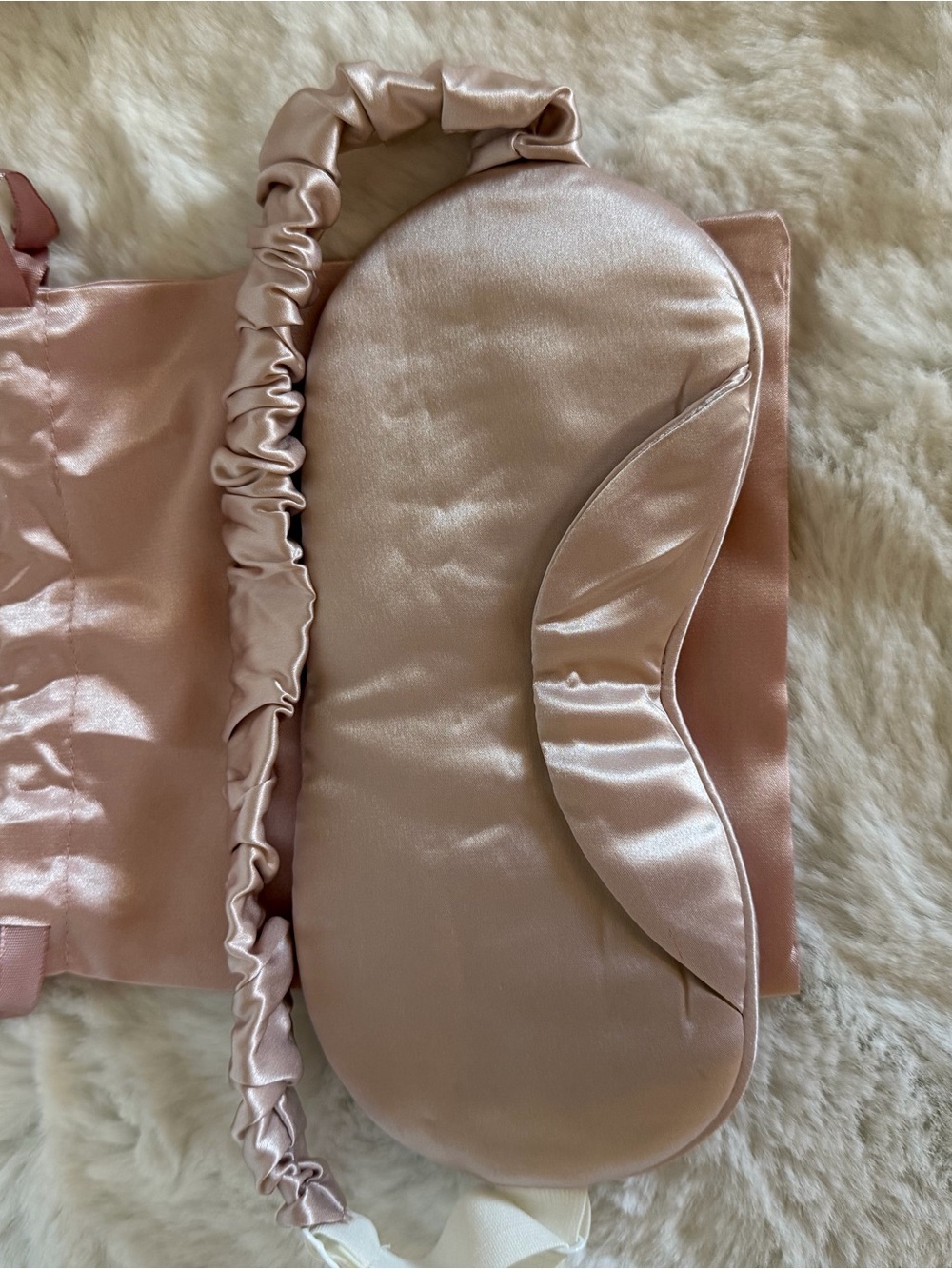Silk Rose Gold Sleep Mask with Ruched Strap NWOT
